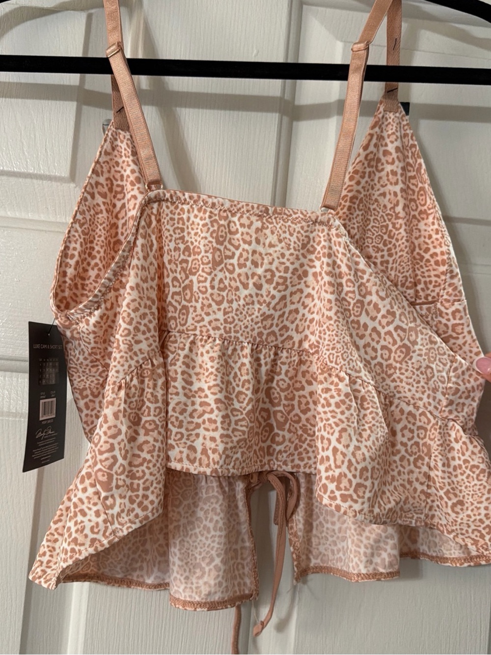 Love Notes Pink Leopard Tie-Front Ruffle Cami - Picture 6 of 6